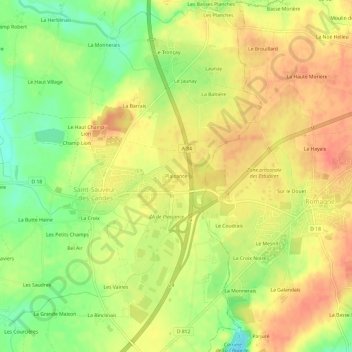 Carte topographique Plaisance, altitude, relief