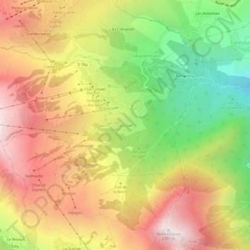 Carte topographique Le Cruet, altitude, relief
