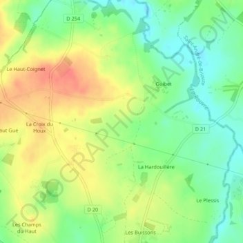 Carte topographique Les Roches, altitude, relief