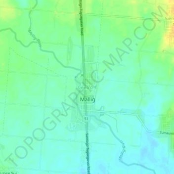 Carte topographique Centro 1, altitude, relief