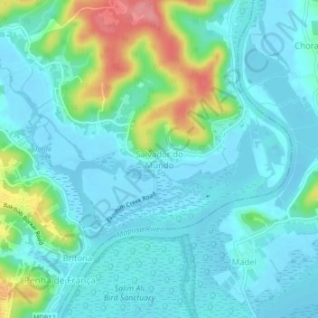 Carte topographique Salvador do Mundo, altitude, relief