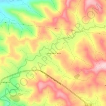 Carte topographique Linha São Paulo, altitude, relief