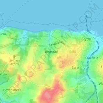 Carte topographique Binstead, altitude, relief