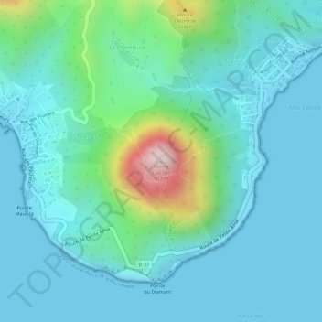 Carte topographique Morne Larcher, altitude, relief