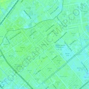 Carte topographique Sector 10, altitude, relief