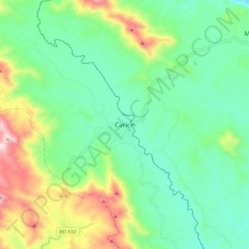 Carte topographique Carice, altitude, relief