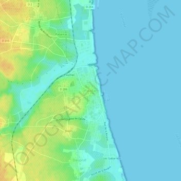 Carte topographique Pauillac, altitude, relief