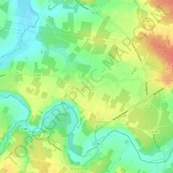 Carte topographique Cornu, altitude, relief