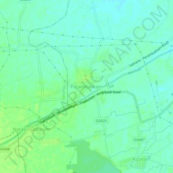 Carte topographique Perambakkam, altitude, relief