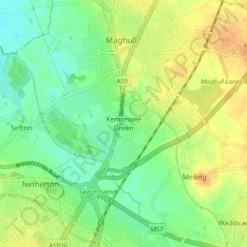 Carte topographique Kennessee Green, altitude, relief
