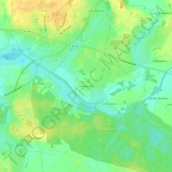 Carte topographique La Frelaudais, altitude, relief