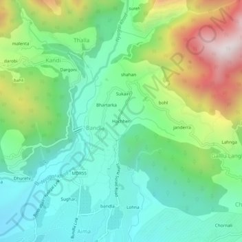 Carte topographique Hachher, altitude, relief