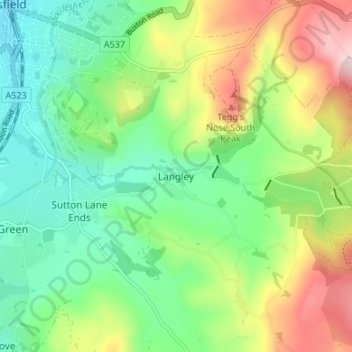 Carte topographique Langley, altitude, relief