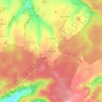 Carte topographique La Rue Chevre, altitude, relief