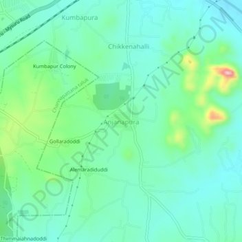 Carte topographique Anjanapura, altitude, relief