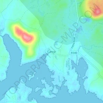 Carte topographique Carna, altitude, relief