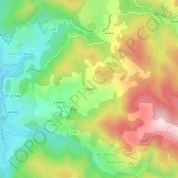 Carte topographique Chagnon, altitude, relief