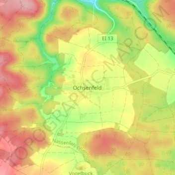 Carte topographique Ochsenfeld, altitude, relief