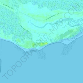 Carte topographique Playa Isla de Canela, altitude, relief