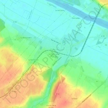 Carte topographique Le Petit Caillou, altitude, relief