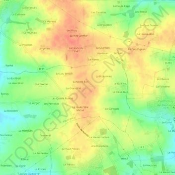 Carte topographique Le Retais, altitude, relief