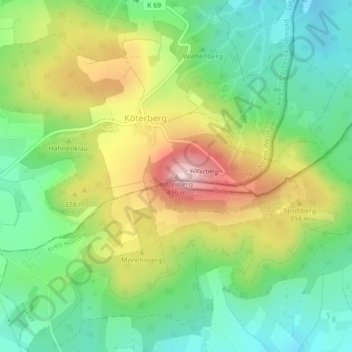Carte topographique Köterberg, altitude, relief
