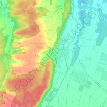 Carte topographique Mindelzell, altitude, relief