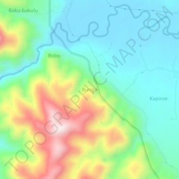 Carte topographique Bunga, altitude, relief