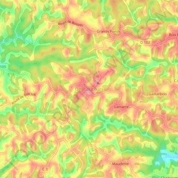 Carte topographique Deshauteurs, altitude, relief