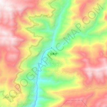 Carte topographique 兰英乡, altitude, relief