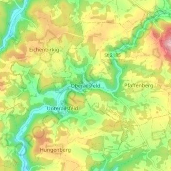 Carte topographique Oberailsfeld, altitude, relief