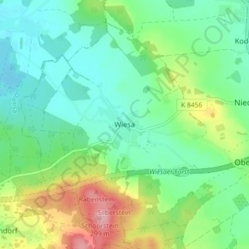 Carte topographique Wiesa, altitude, relief