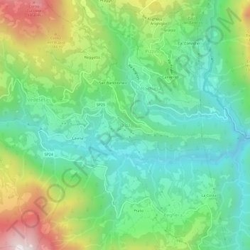 Carte topographique Olda, altitude, relief