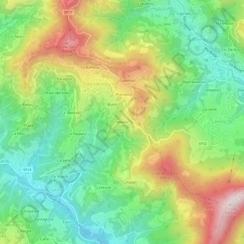 Carte topographique Milano, altitude, relief