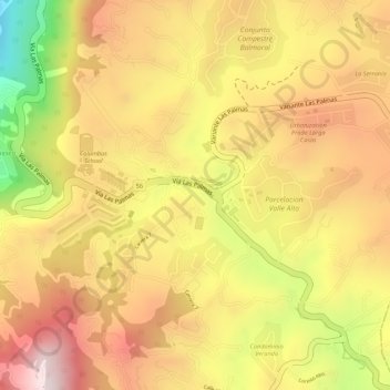 Carte topographique Alto de Las Palmas, altitude, relief