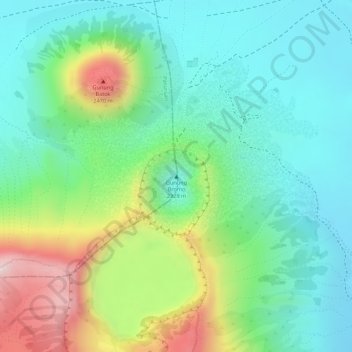 Carte topographique Gunung Bromo, altitude, relief