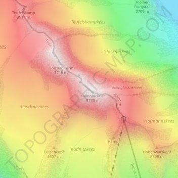 Carte topographique Großglockner, altitude, relief
