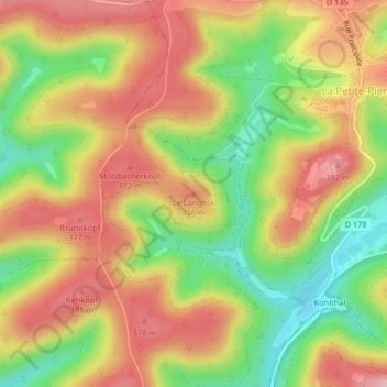 Carte topographique Langeck, altitude, relief