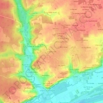 Carte topographique La Barbinière, altitude, relief