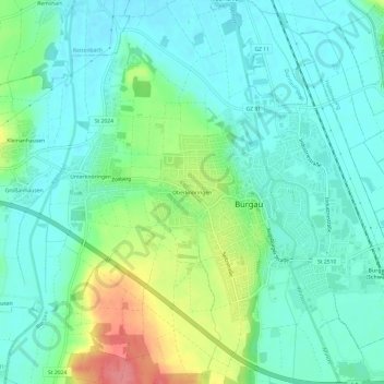 Carte topographique Oberknöringen, altitude, relief
