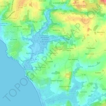 Carte topographique Kermabo, altitude, relief