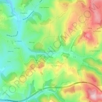 Carte topographique Le Belleton, altitude, relief