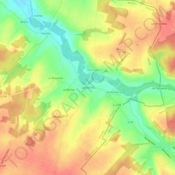 Carte topographique Les Sorins, altitude, relief