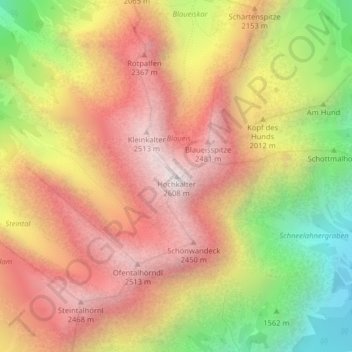 Carte topographique Hochkalter, altitude, relief