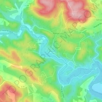 Carte topographique Les Mauniers, altitude, relief