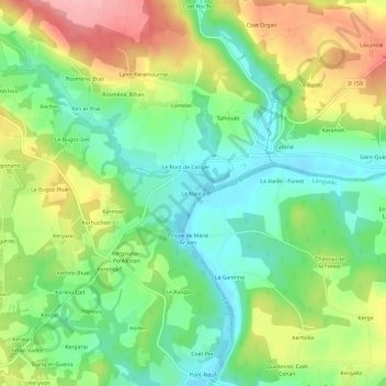 Carte topographique Le Nancq, altitude, relief