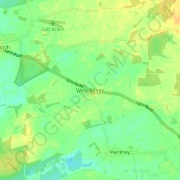 Carte topographique West Bilney, altitude, relief