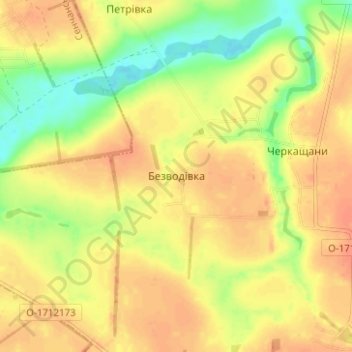 Carte topographique Безводовка, altitude, relief