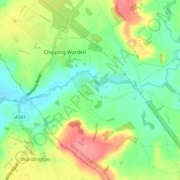 Carte topographique Edgcote, altitude, relief