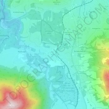Carte topographique Altenau, altitude, relief